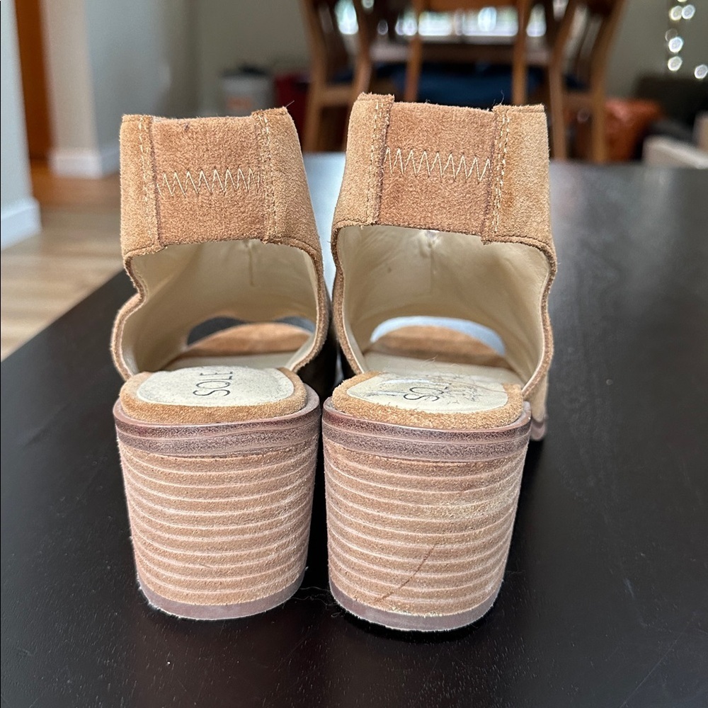 Sole Society Suede Block Heel Slingback Peep toe Mules - Picture 5 of 7